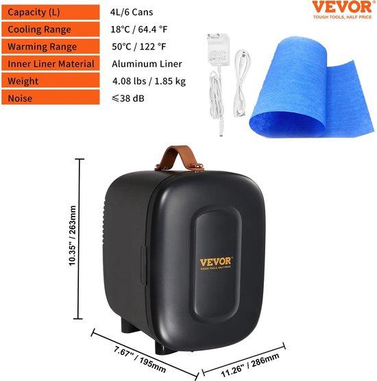 Mygroot - Mini koelkasten - Minibar - 6 blikken minikoelkast - Barmodel - Mini koelkast 4 liter - 2 in 1 kleine koelkast - slot -drankkoelkast - 220 V AC - Voor kantoren en slaapzalen - Drank - Cosmetica - Zwart. — afbeelding 5