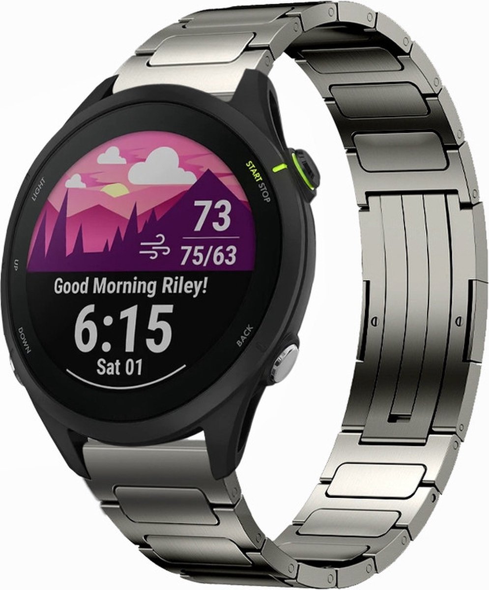Titanium bandje - schakelbandje - geschikt voor Fossil Gen 5 / 5E / 6 - space grey