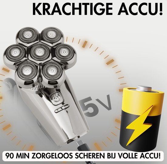 Rasoir 6-en-1 Homme + Tête de rasage Extra - Tondeuse - Sansbeauté® Skull Edition PRO MAX - Rasoir Electric pour le Face et la Head - Rasage - Rasage de la tête chauve - Wet & Droog - Électrique