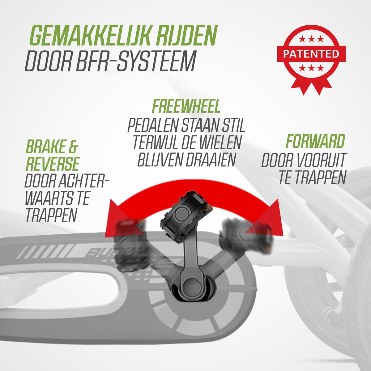 BERG Buddy Jeep® Wrangler Skelter - 3+ Jaar - Verstelbare Stoel - Vrijloopautomaat - Officieel licentiemodel - Groen — afbeelding 3