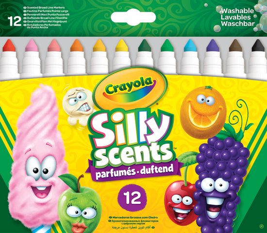 Crayola - Silly Scents - Viltstiften - Geurstiften Met Brede Punt - 12 Stuks