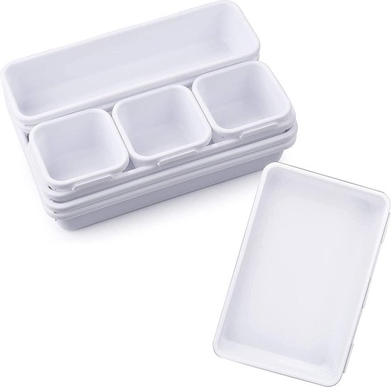 Omtofo 40 stuks lade-organizer, kantoor-opbergsysteem, opbergdoos, lade-organizer keuken, 3 maten, antislip organizerbox voor bureau, badkamer, kantoor, gebruiksvoorwerpen