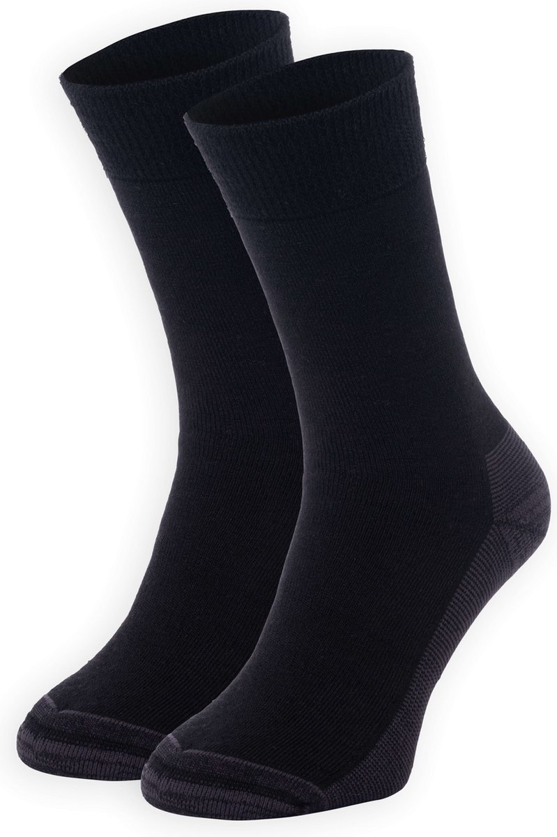 NOMAD® Wintersokken Premium 2-Pack | 35/38 Zwart | Huissokken Dames / Heren | 32% Merino wol | Dikke warme wollen sokken | Goede vochtafvoer