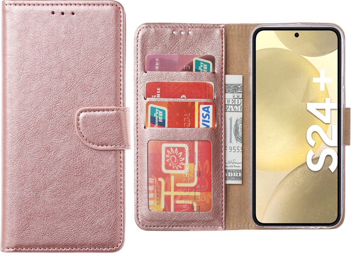 Hoesje Geschikt voor Samsung Galaxy S24 Plus – Arara bookcase met pasjeshouder - Rosegoud