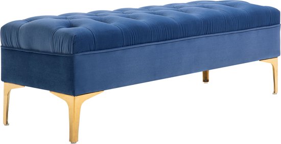 HOMCOM Zitbank bedbank schoenenbank verhoogde poten fluweel blauw 831-163V01