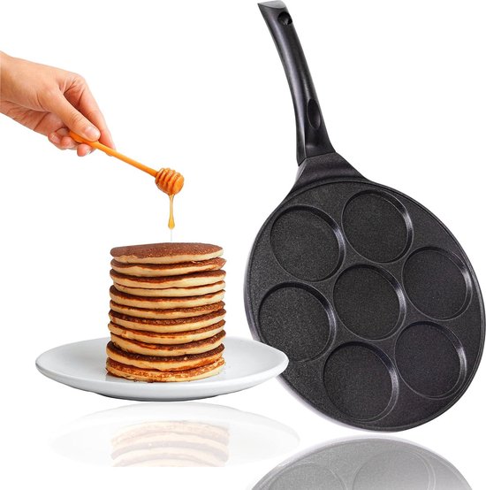 Poele A Crepe Poêle à Poffertjes IRONO - 19 Mini-crêpes - Fonte Naturelle - Kit Complet Accessoires Poele A Pancakes
