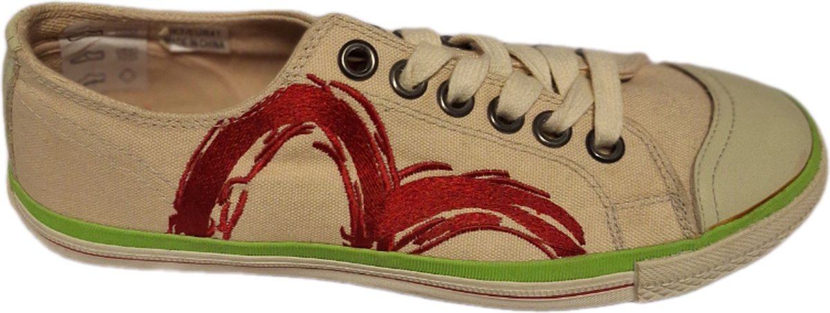 EVISU-SNEAKER-NATSOI-CREAM/RED-CANVAS-SIZE 41
