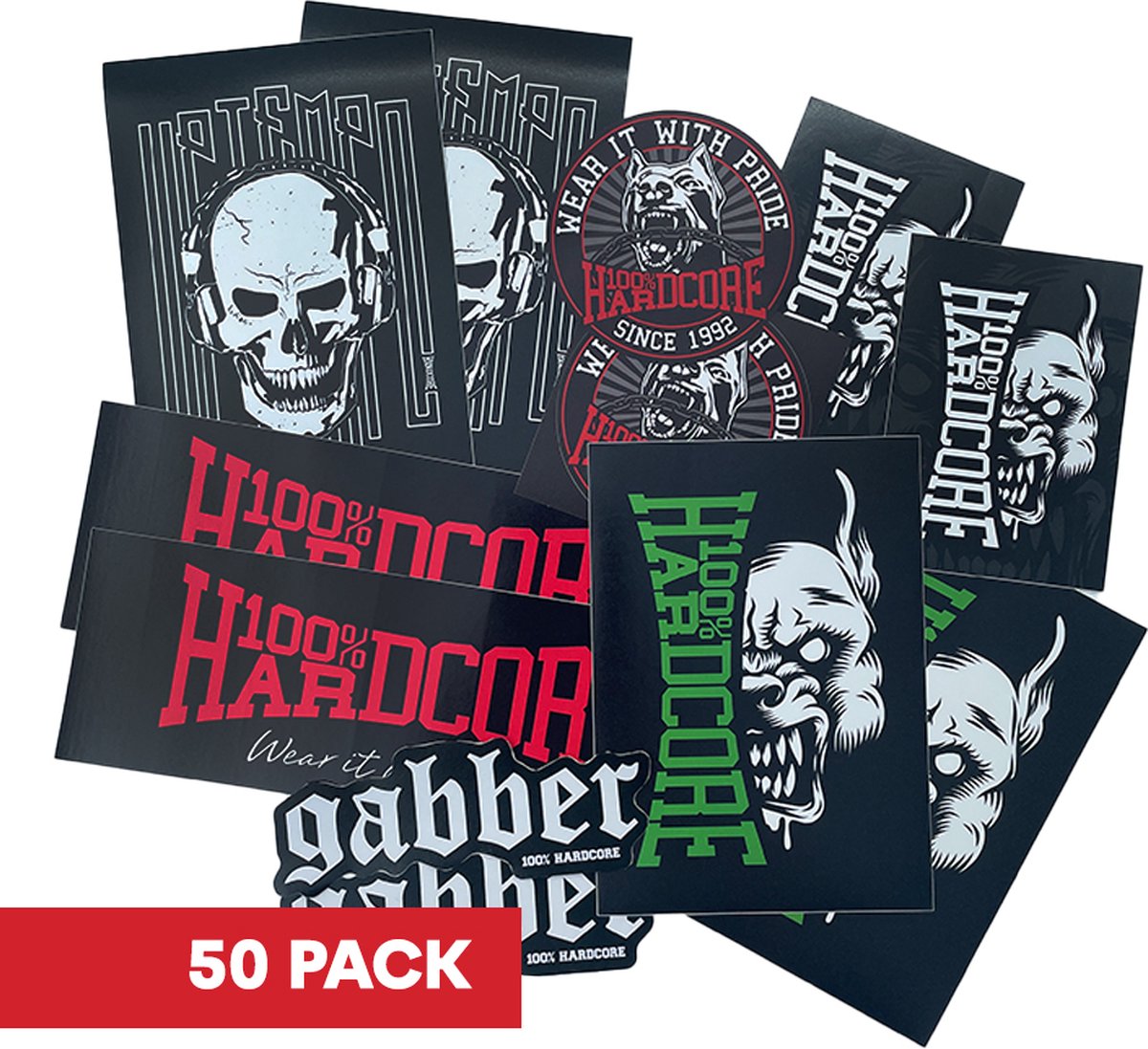 100% Hardcore Stickerset 50-Pack