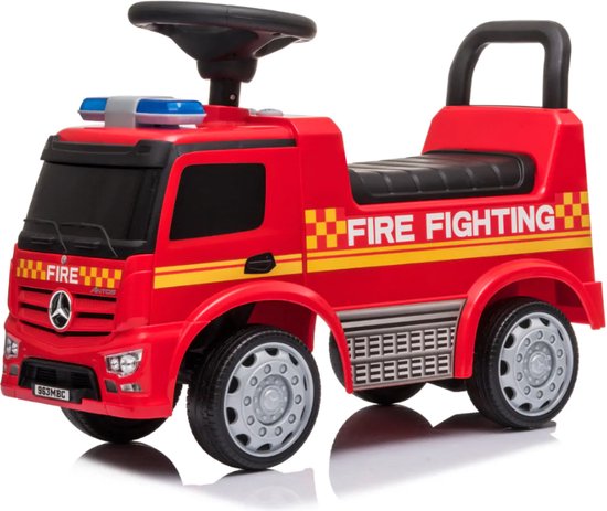 Mercedes Antos Brandweer Loopauto - 1 tot 3 jaar - Sirene - Opbergbox - Rood
