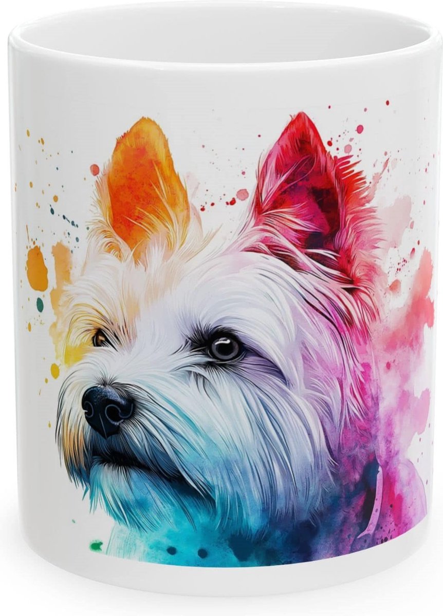 Mok Westie - Koffiemok - Theemok - Aquarel - Mok - 325 ML - hond - beker