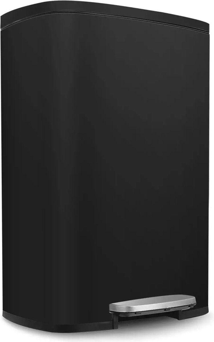Goedkoopste Stijlvolle Pedaalemmer - 50 Liter - Prullenbak voor Grote Huishoudens - Praktische Prullenmand - Mute Design - Zwart