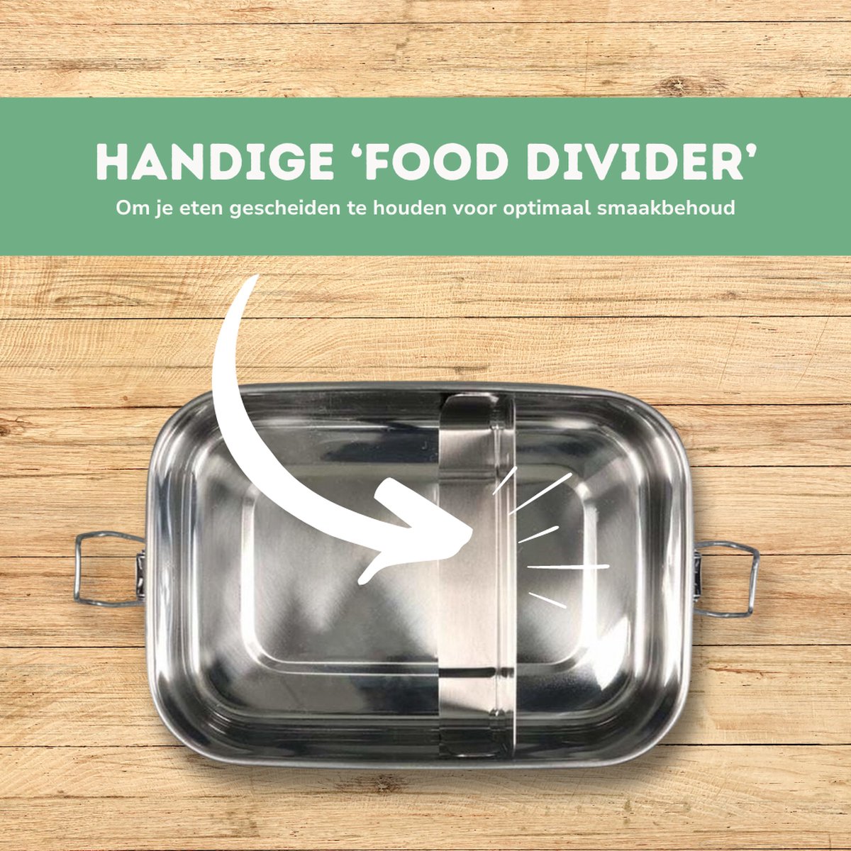 pandoo roestvrij stalen lunchbox | 1200ml | incl. katoenen tas, scheidingswand en e-boek | lekvrije milieuvriendelijke broodtrommel voor kinderen & volwassenen | Bento Box | flexibele scheidingswand