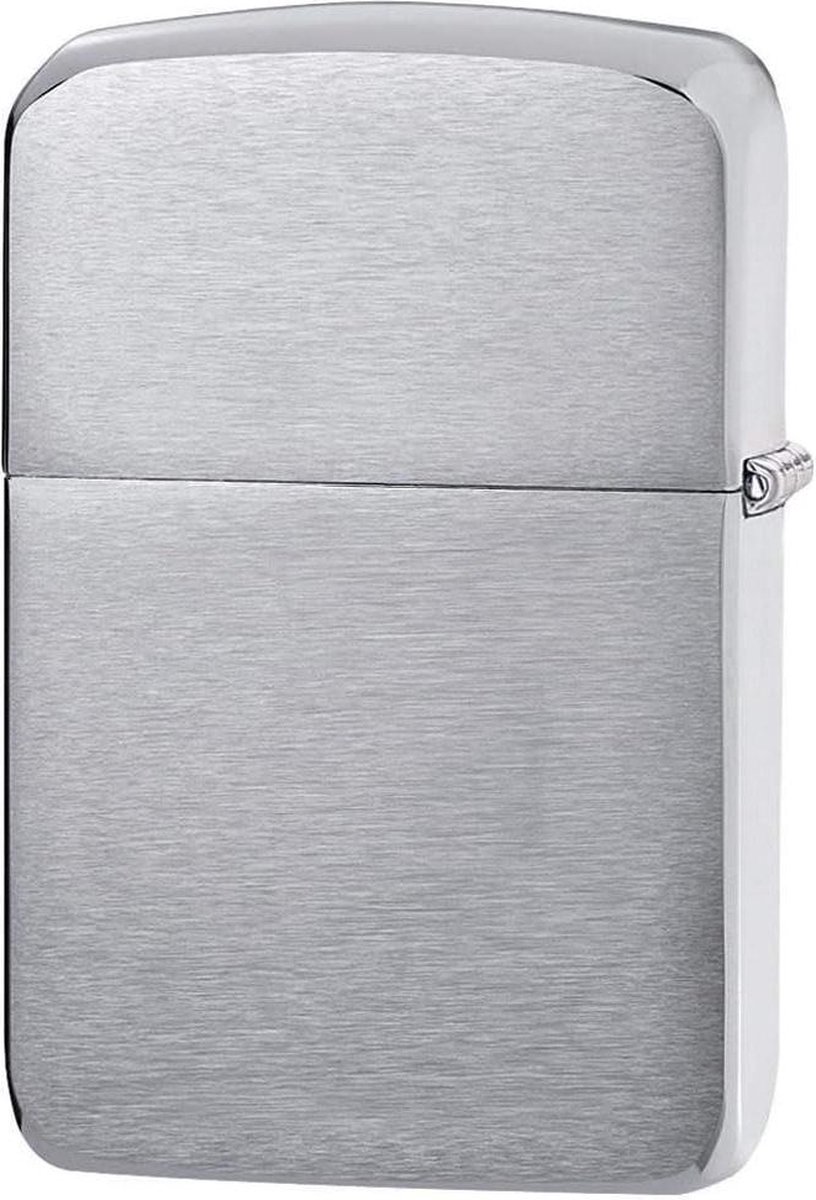 Goedkoopste 60001169 benzine-aansteker messing chroom geborsteld - zilverkleurig met gravure