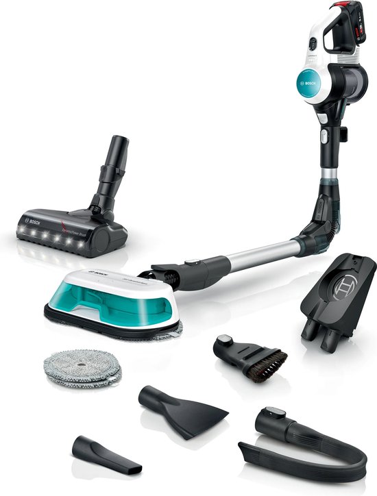Bosch BCS71HYG4 steelstofzuiger & elektrische bezem Batterij/Accu Droog en nat HEPA Zakloos 0,3L 23,5 W Zwart, Wit 3 Ah