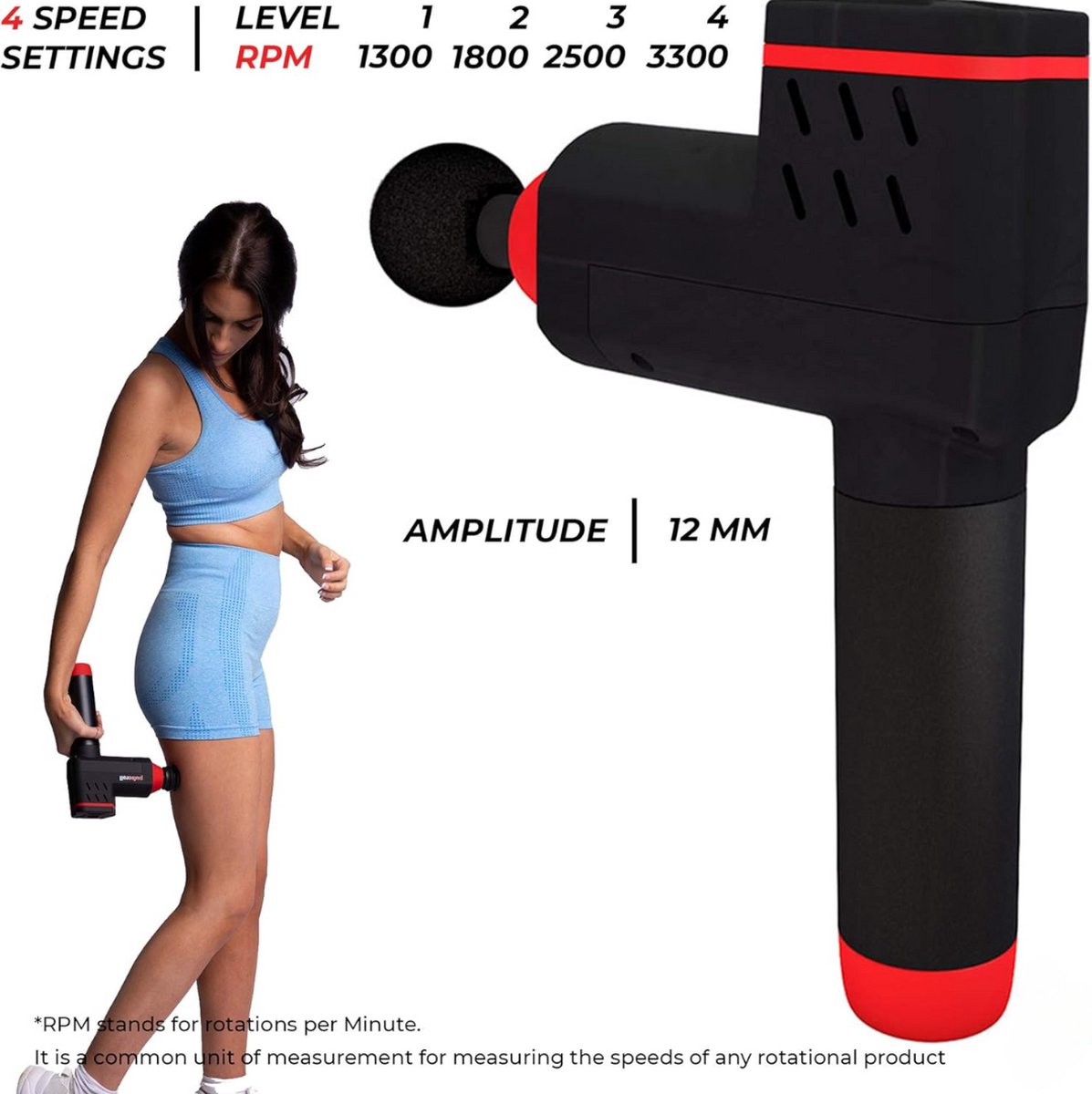 Afbeelding 2 van Equivera Massage Gun Professioneel - Massagegun - Massageapparaten - Massage Pistool - Compact Massage Apparaat