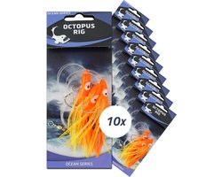 Eurocatch Octopus Onderlijnen - 3-Haken - Oranje/Geel - 10 stuks - Wrakvissen - Kabeljauw - Zeevissen - Kabeljauw