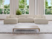 Bol.com Vente-unique Grote hoekbank van beige stof POGNI van Maison Céphy aanbieding
