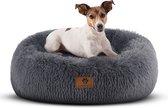 Lunspets Hondenmand - Hondenkussen - Donut Hondenmand - Fluffy - Donut - Pluche - Afneembare hoes - Wasbaar - 70CM - Grijs
