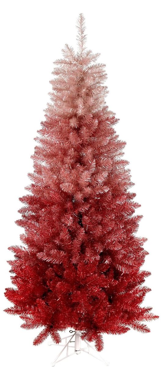 Vegas Red Pink kunstkerstboom - 213 cm - ombre roze/rood - Ø 91 cm - 981 tips - metalen voet