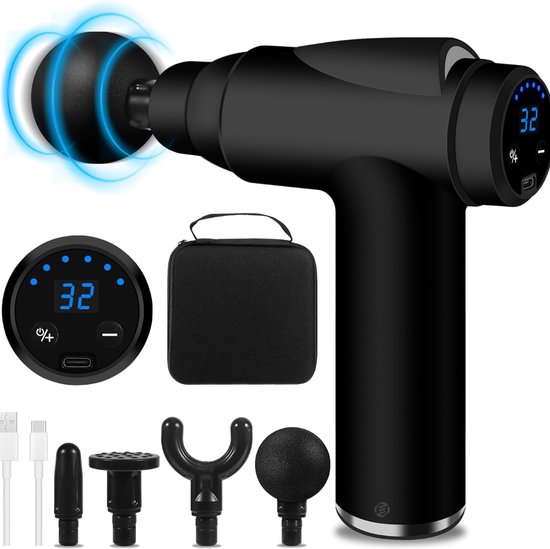 Equivera Massage Gun Professioneel Zwart met Verwisselbare - Equivera - €56,95