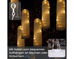 Lampion XXL slang wit feestdecoratie vintage stijl zonnelampen voor buiten weerbestendig verlichting voor tuin of als balkondecoratie 80 x 20 cm weerbestendig met 15 Mirco leds - Zonne-energie - Slangvormige lampion