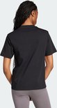 Zwarte dames t-shirt met korte mouwen, Adidas logo op borst en strepen op de zijkant.