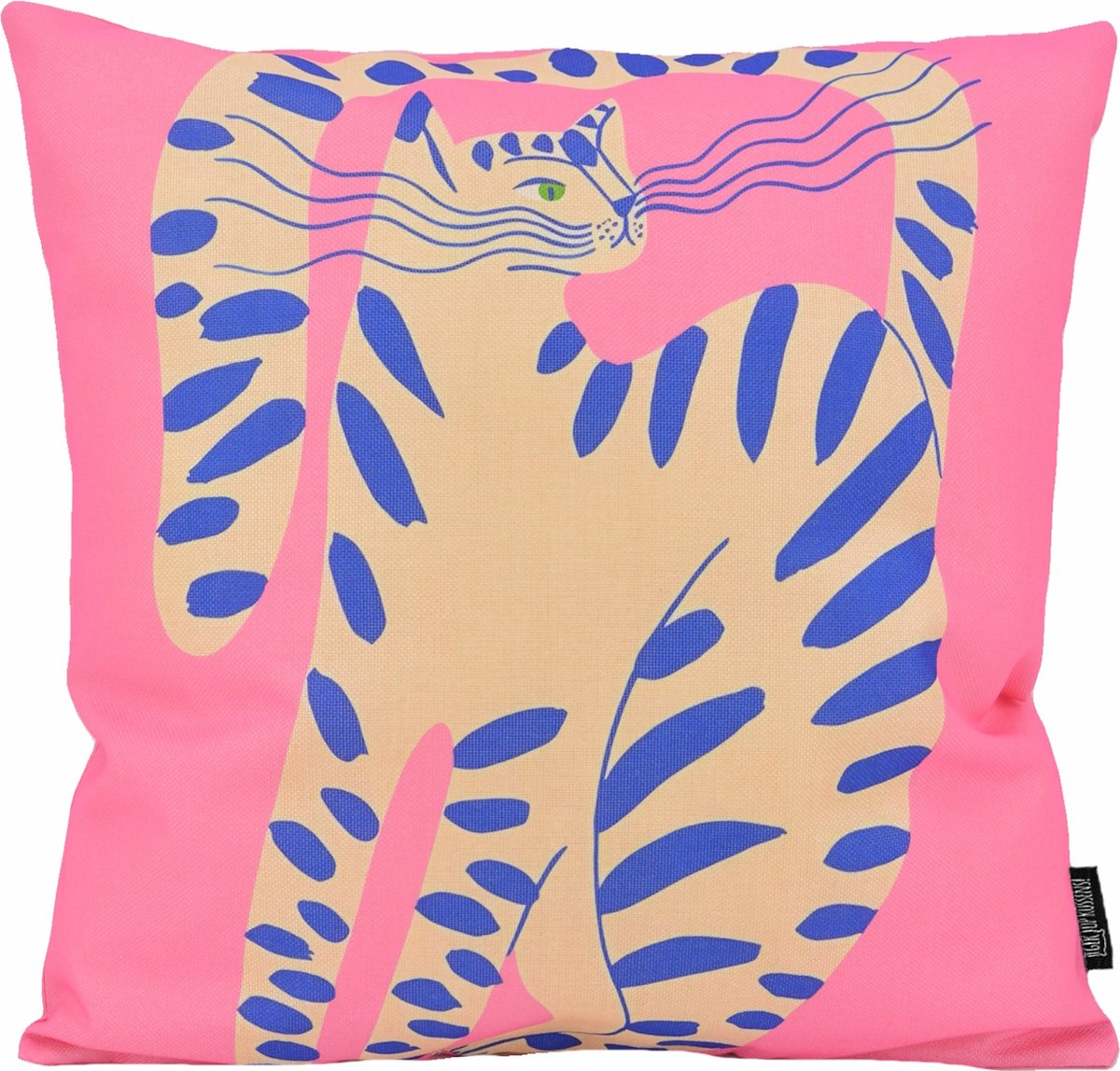 Gek op Kussens! Sierkussen Pink Cat | 45 x 45 cm | Katoen/Linnen roze