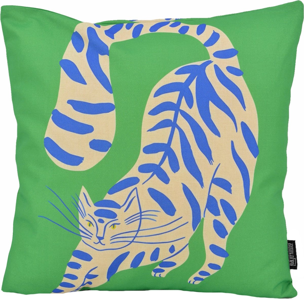 Gek op Kussens! Green Cat Kussenhoes | Katoen/Linnen | 45 x 45 cm groen