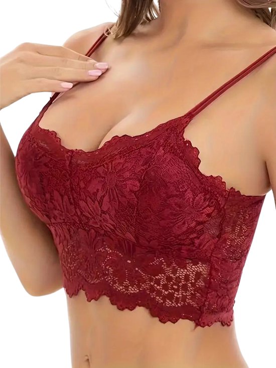 Nivard BH sans armatures - Sans Bracelets - Soutiens-gorge -gorge Push -up - Soutien-gorge Comfort - Confortable - Solide - Rouge - Taille L