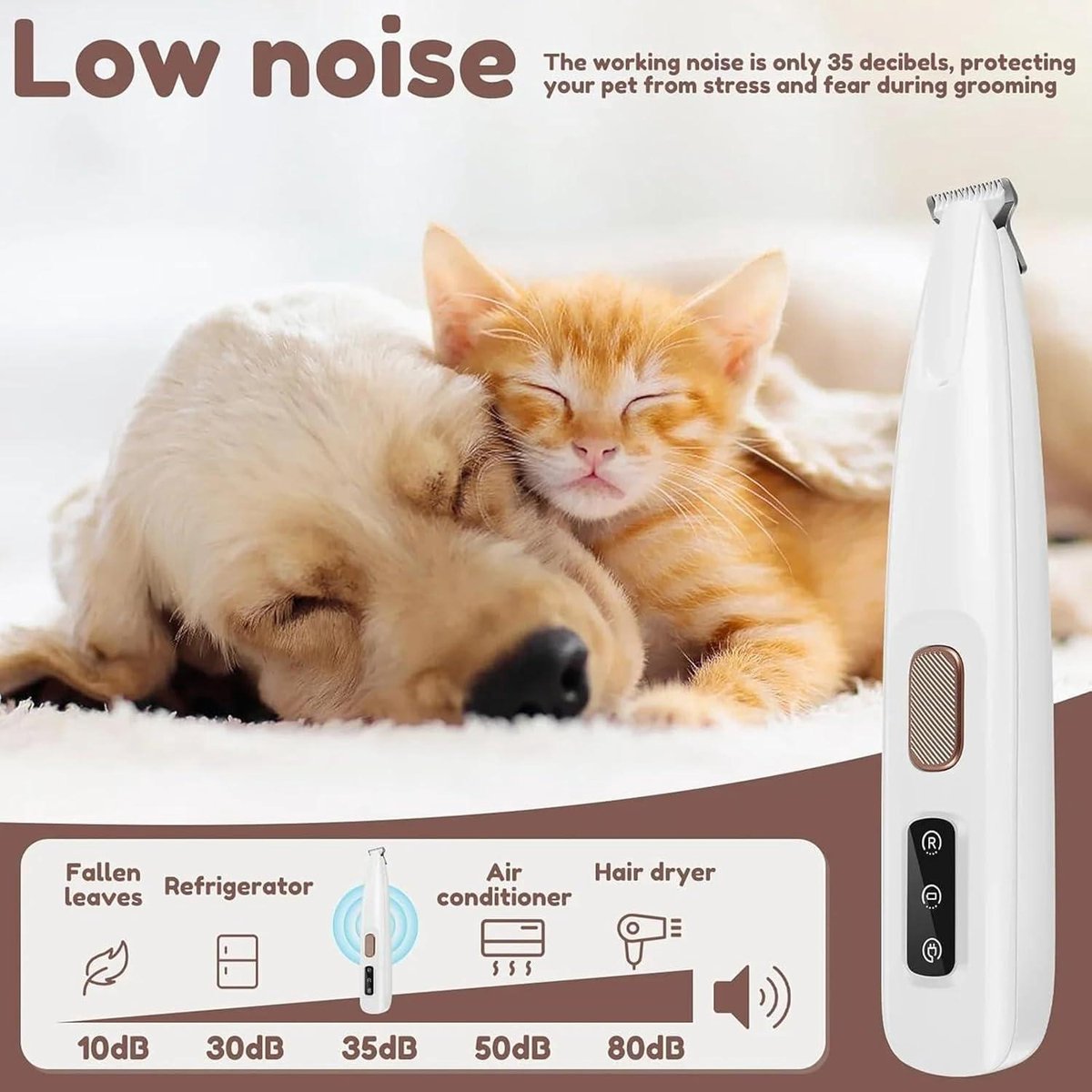 Stille hondentondeuse - draadloze tondeuse voor huisdieren met LED-licht - hond kat trimmer met LED-display - waterdicht oplaadbaar scheerapparaat Hondentondeuse dikke vacht thumbnail 4