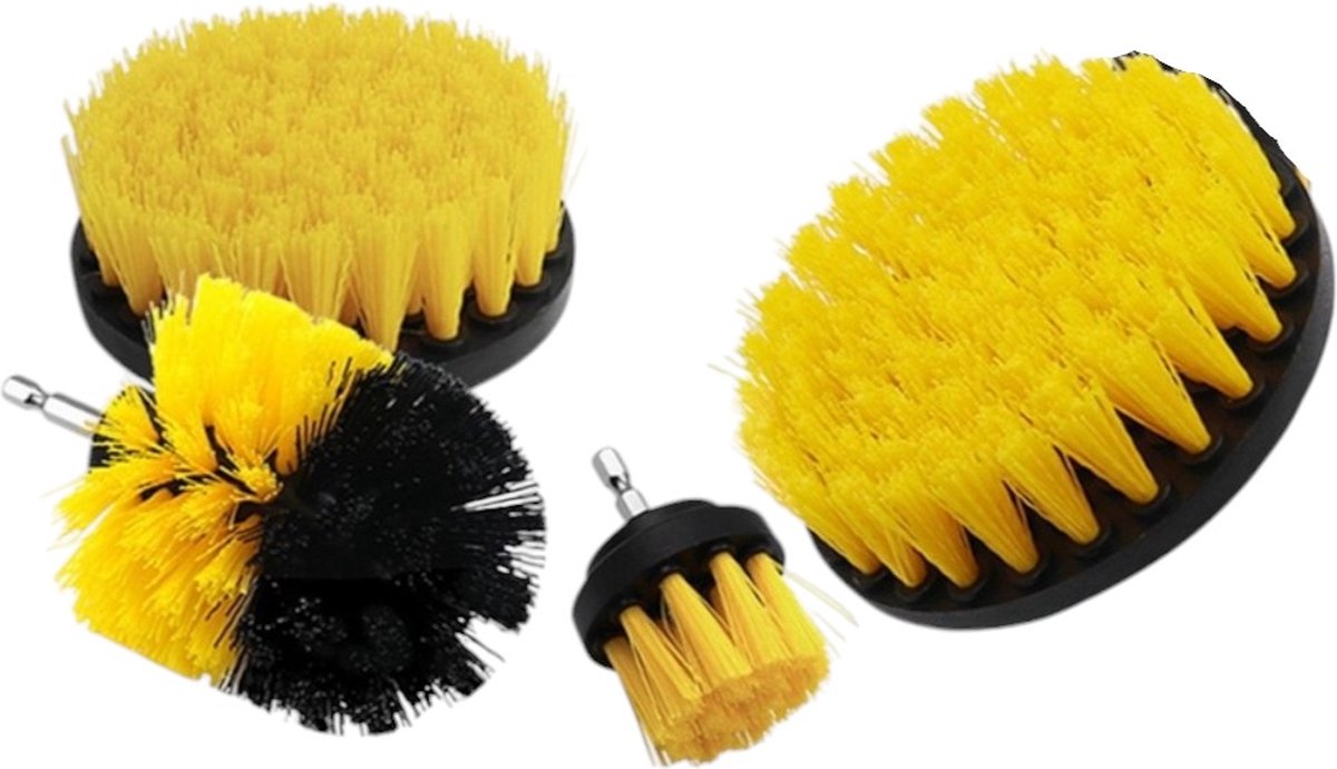 Goedkoopste Borstelset voor Boormachine - 4 Delig - 50mm - 89mm - 100mm - 120mm - Schrobborstel Opzetstuk - Boorborstels - Reinigingsborstels voor Buiten en Binnen