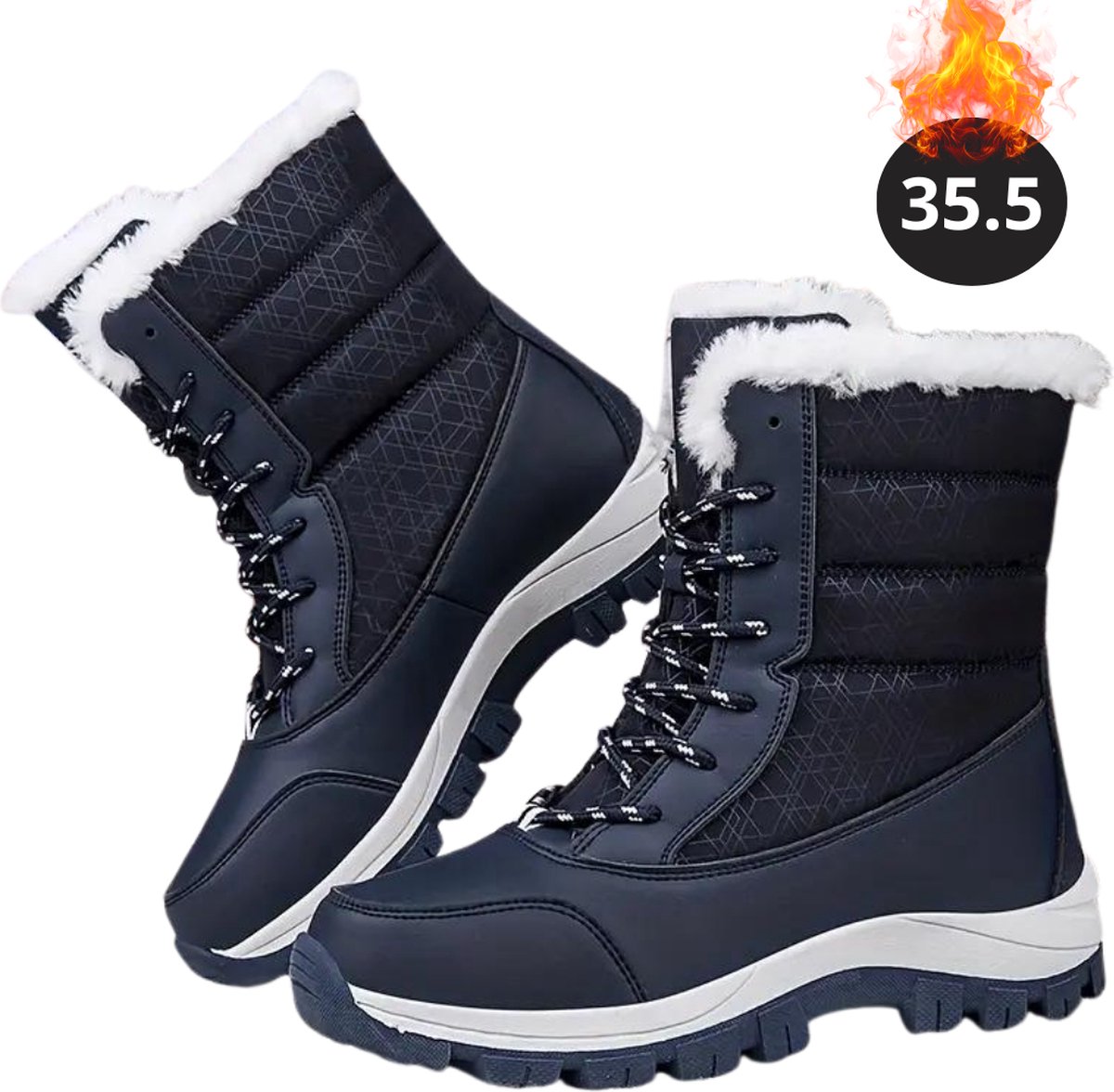 Nivard Snowboots Sneeuwschoenen Sneeuwboots Dames Wintersport Ski Skischoenen – 35.5 Laarzen Zwart