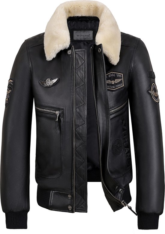 Versano Maverick Leren Heren Jas / Pilotenjack L - Zwart