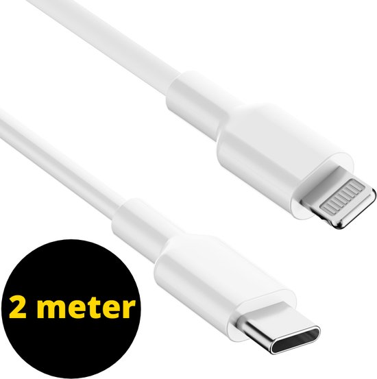 Oplader kabel 2 meter geschikt voor iPhone - Kabel geschikt voor lightning - USB C kabel - Lader kabel