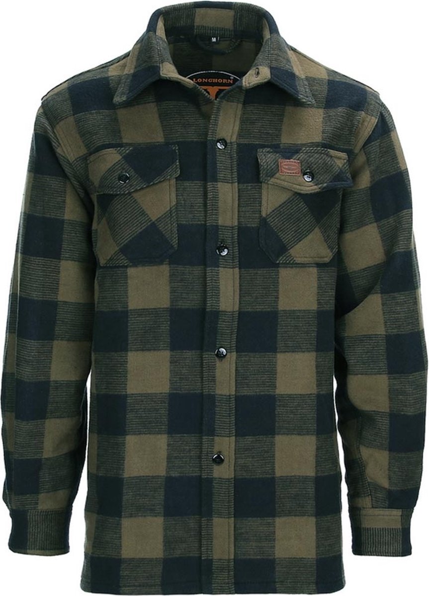 Houthakkers hemd dik - Zwart/Olive Zwart/Olive M