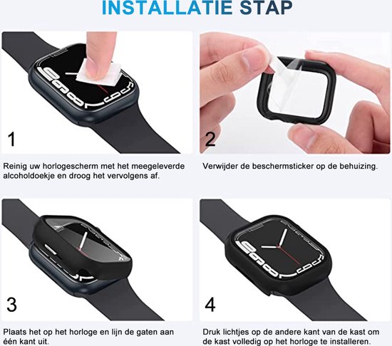 Instructies voor het installeren van een horlogebeschermer.