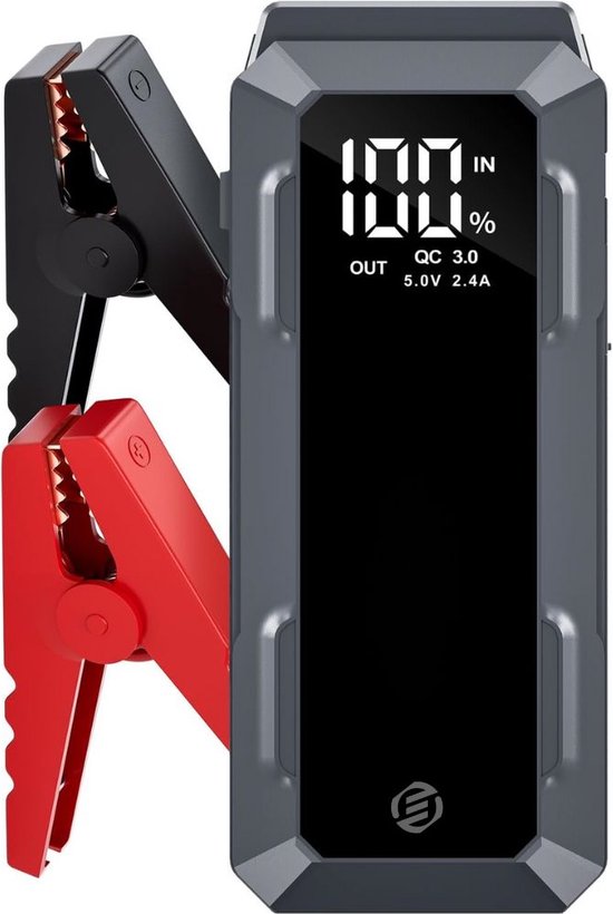 12V Auto-accu Jump Starter, Auto-accu Booster Pack 20000mAh LED-display Draagbare Nood-jumbox met Zaklamp en USB-uitgang voor Maximaal 7L Benzine
