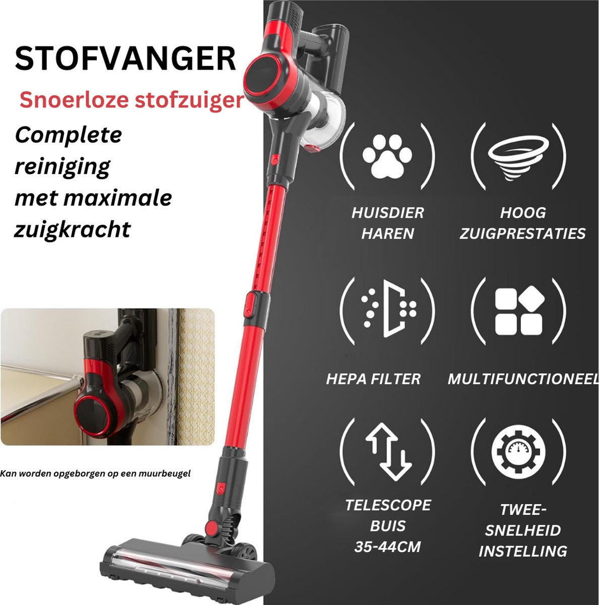 Kruimeldief Draadloze Handstofzuiger 4 In 1 met Krachtige - afbeelding 2