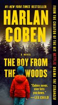 Boekomslag: "The Boy from the Woods" door Harlan Coben. Jongen in oranje jas en blauwe muts kijkt naar bos. #1 New York Times bestseller.