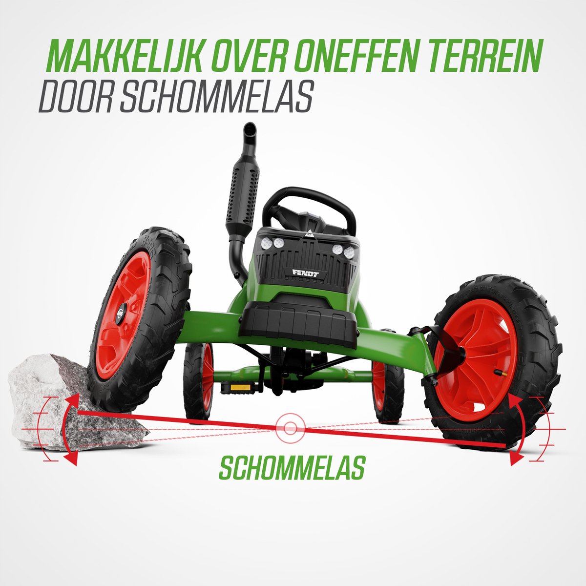 BERG Buddy Fendt® Skelter - 3+ Jaar - Verstelbare Stoel - Vrijloopautomaat - Officieel licentiemodel - Groen/Rood — afbeelding 3