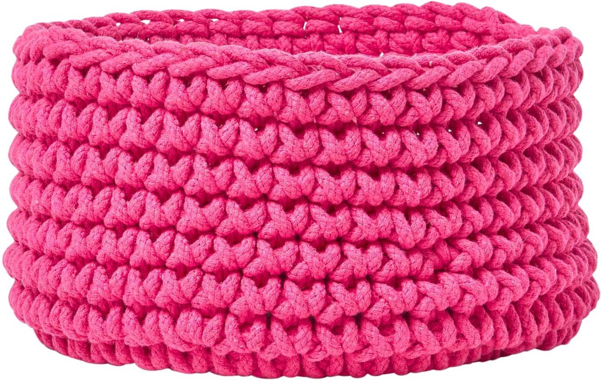 Homescapes Gebreide opbergmand, 100% katoen pink - 37 x 21 cm