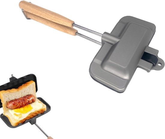 Dubbelzijdige braadpan, vierkante ontbijtpan met keper-design, anti