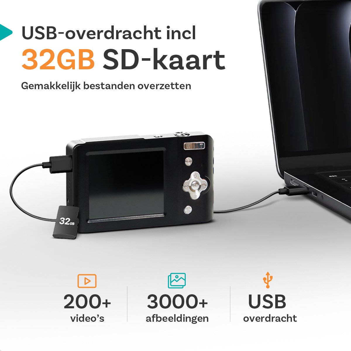 Pora&Co - Digitale Camera - Fototoestel - Digitale Fotocamera - Compact Camera - Vlog Camera - Voor Kinderen - Inclusief 32GB thumbnail 2