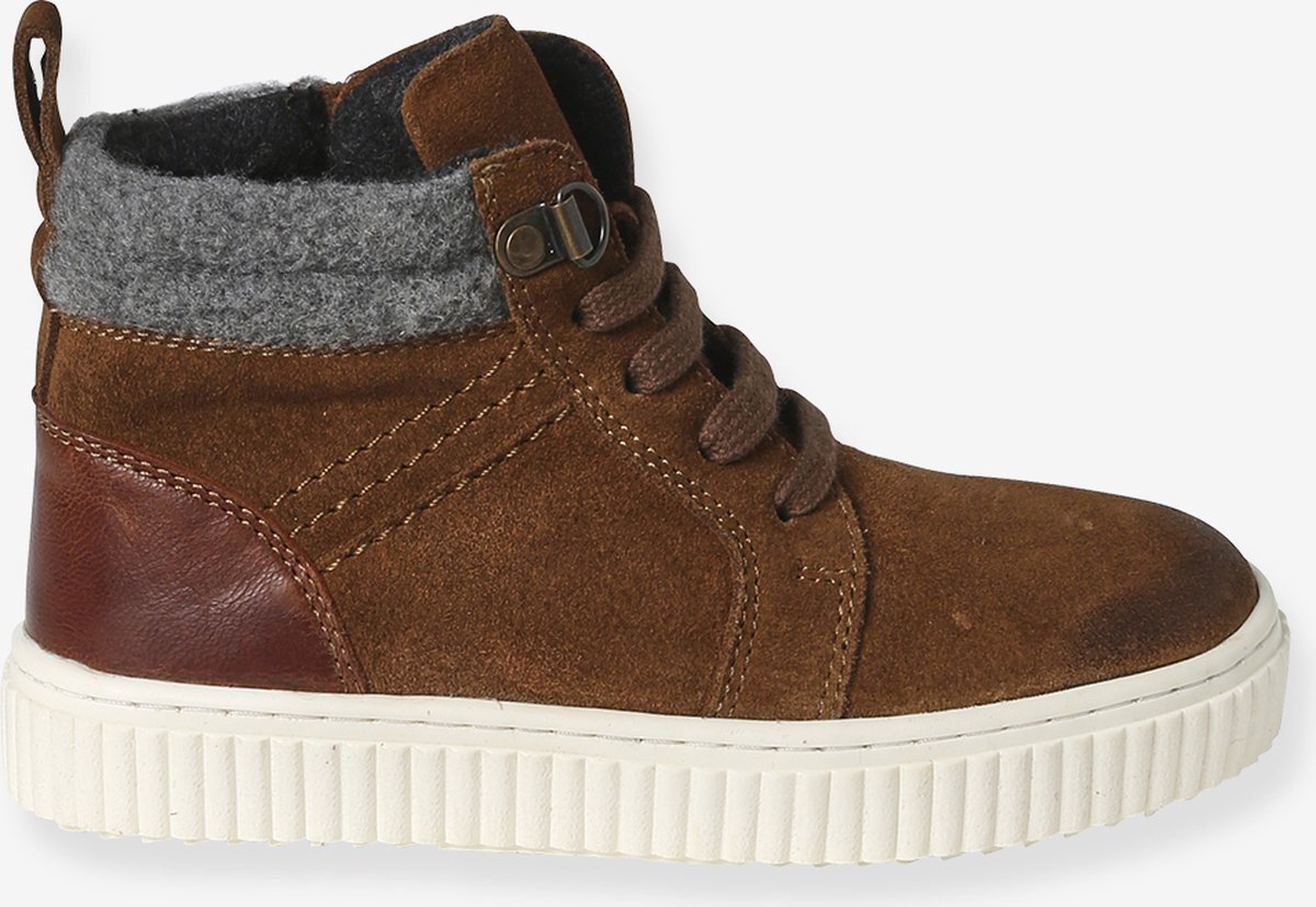 Vertbaudet Hoge leren vetersneakers met rits kinderen