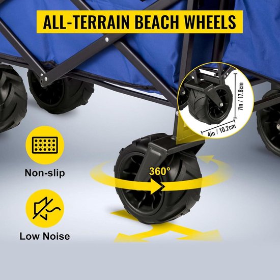 Bolderkar Opvouwbaar 927 x 543 x 985 cm Handwagen - 100 kg - Blauw - Dak - Luchtbanden - 600D Oxford Polyester - Inklapbaar met 2 Klittenbandbanden van Impact Wheels — afbeelding 5