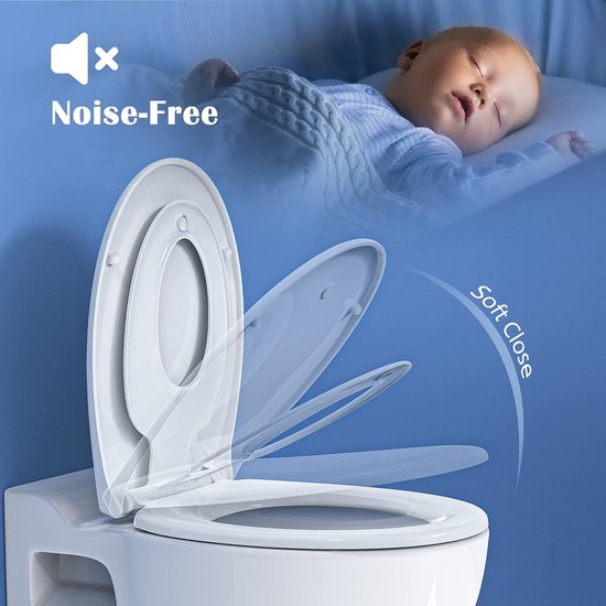Pipishell toiletbril met snelsluiting voor eenvoudige reiniging, eenvoudige bevestiging aan de bovenkant, standaard toiletbril, wit met verstelbare scharnieren, O ShapeAOOF