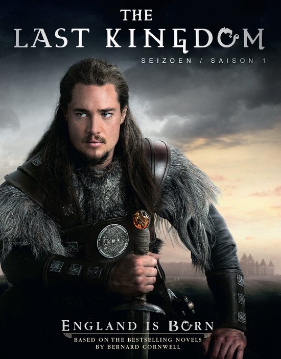 Man met lang haar, baard en zwaard. Titel: The Last Kingdom - Seizoen 1. England is Born.