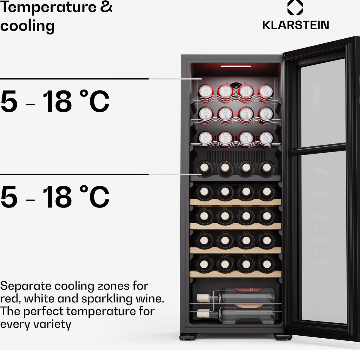 Klarstein Bovella 36 Duo Wijnkoelkast - 36 Flessen - afbeelding 3