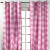 Treatmentex Buffalo Geruite gordijnen met plooiband, semi-transparant, 135 cm breed, landelijke stijl, voor boerderij, slaapkamer, woonkamer, 2 stuks, grijs en wit, 135 x 225 cm