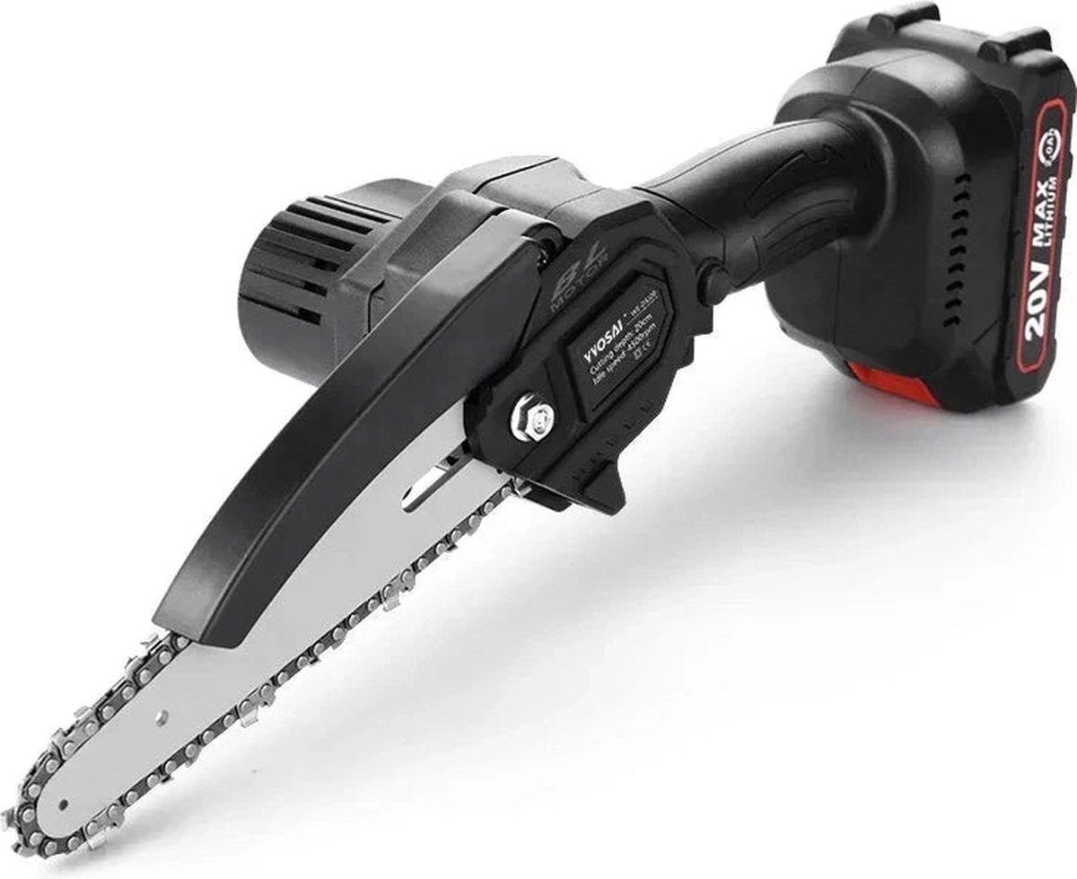 Vvosai Borstelloze kettingzaag Draadloze 6 Inch Borstelloze kettingzaag Tuin Houtbewerking Snijgereedschap inclusief 2 Batterijen